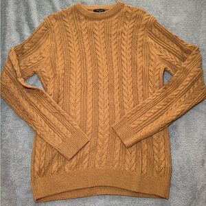 Men's Cable Knit Crewneck Sweater - Camel